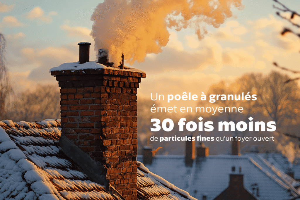 Un poêle à granulés émet en moyenne 30 fois moins de particules fines qu'un foyer ouvert
