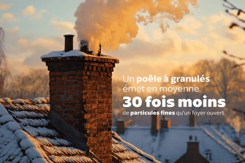 Un poêle à granulés émet en moyenne 30 fois moins de particules fines qu'un foyer ouvert